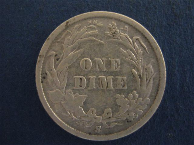 1893-s Double Mint Mark Barber Dime Reverse